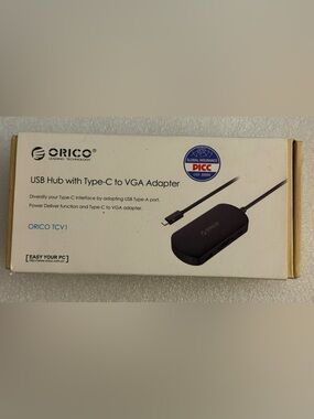 ORICO TCV1 USB-C Hub 3-in-1 Adapter with VGA USB 3.0 & Type-C PD Charging